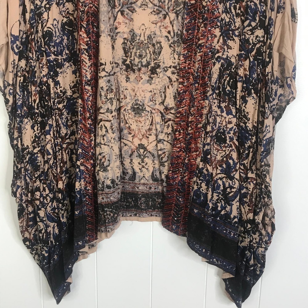 Anthropologie Beautiful Stories Pale Pink Beaded Dolman Sleeve Kimono OSFM - Picture 3 of 7